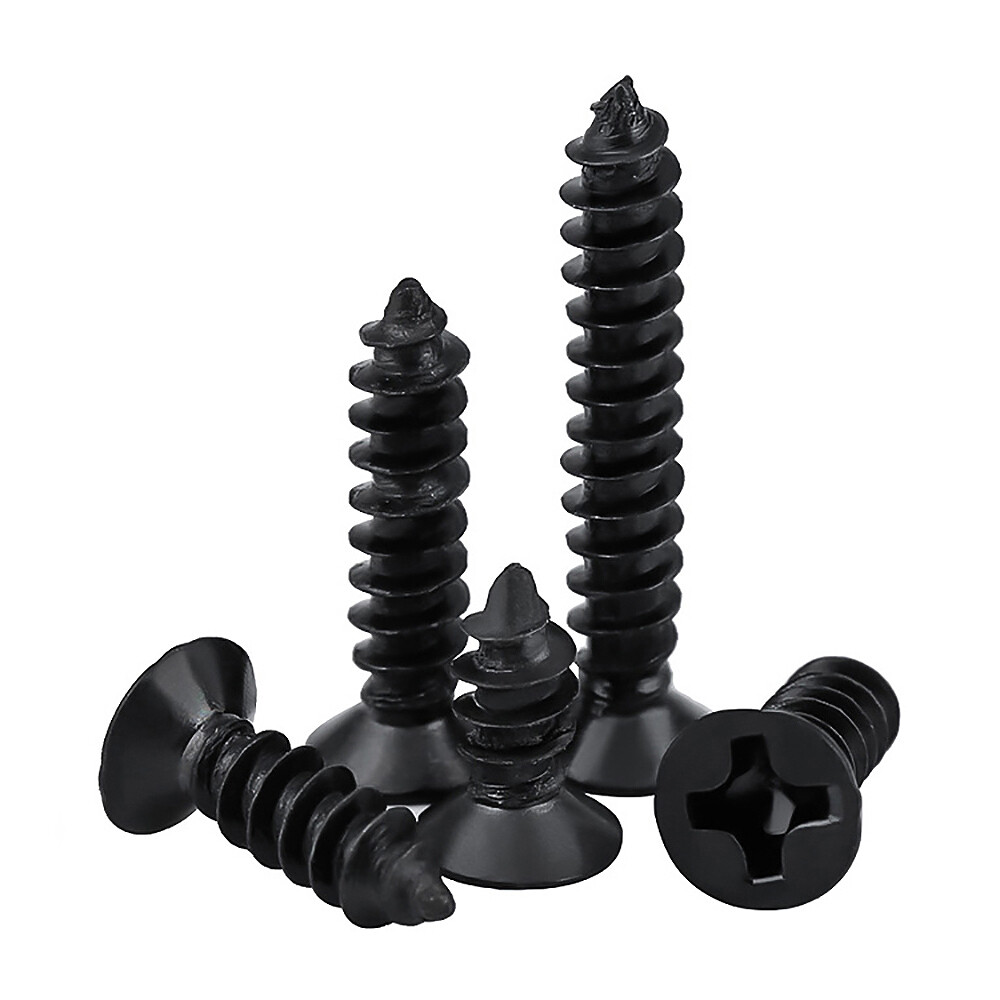 Small Tapping Screws Mini Phillips Flat Countersunk Head Black M1-M3 Sheet Metal