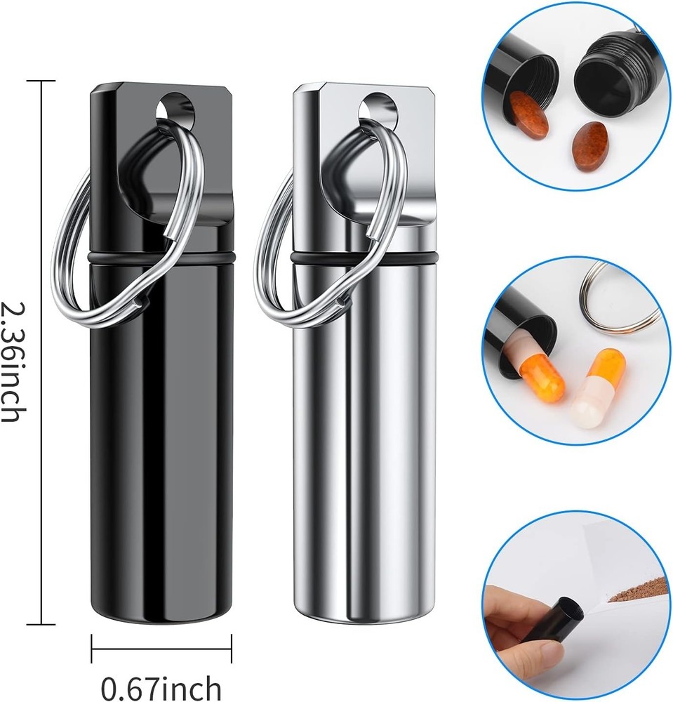 Multi-Functional Pill Organizer Keychain - Waterproof and Portable 3 Pack