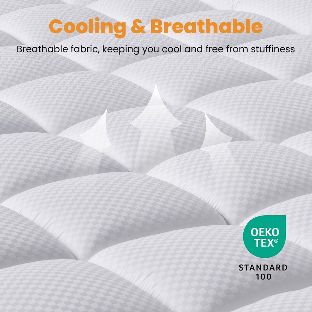 Queen Mattress Pad Cooling Breathable Fitted Mattress Protector