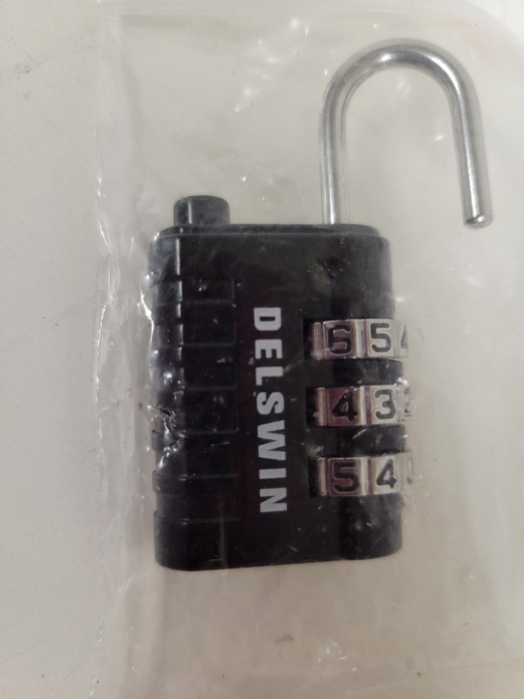 Delswin Black 3-Digit Combination Padlock 1.5"