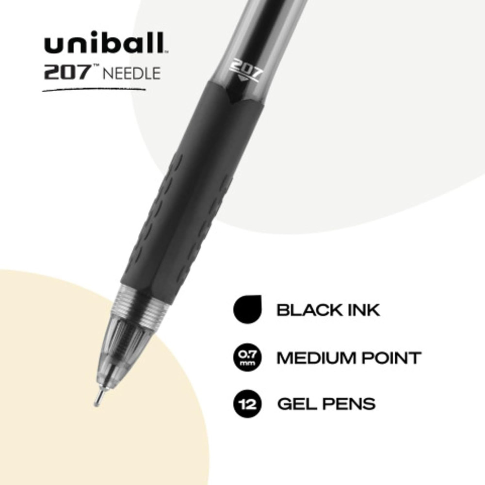 27 Retractable Gel Pens Medium Point, .7Mm, Black, 12 Pack
