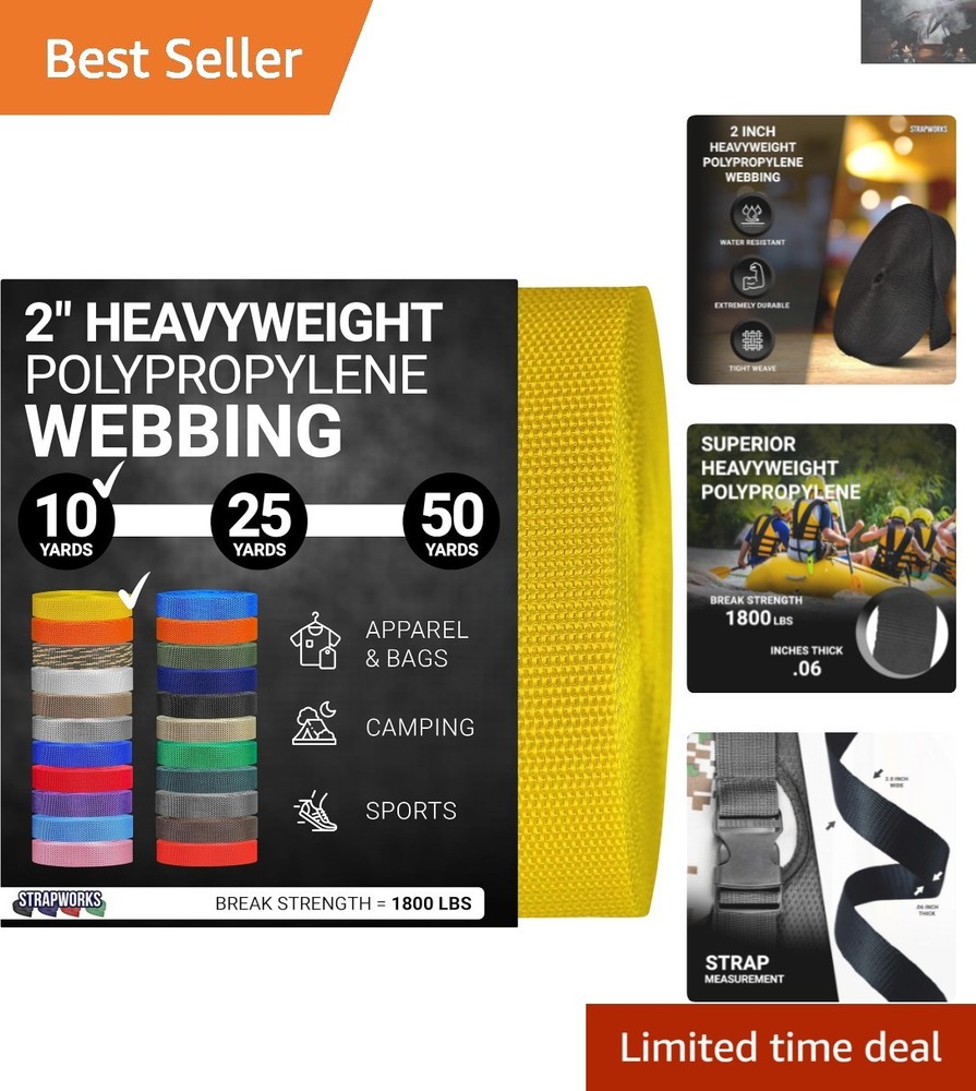 Versatile 2" x 10 Yards Heavyweight Polypropylene Webbing for All Outdoor Needs
