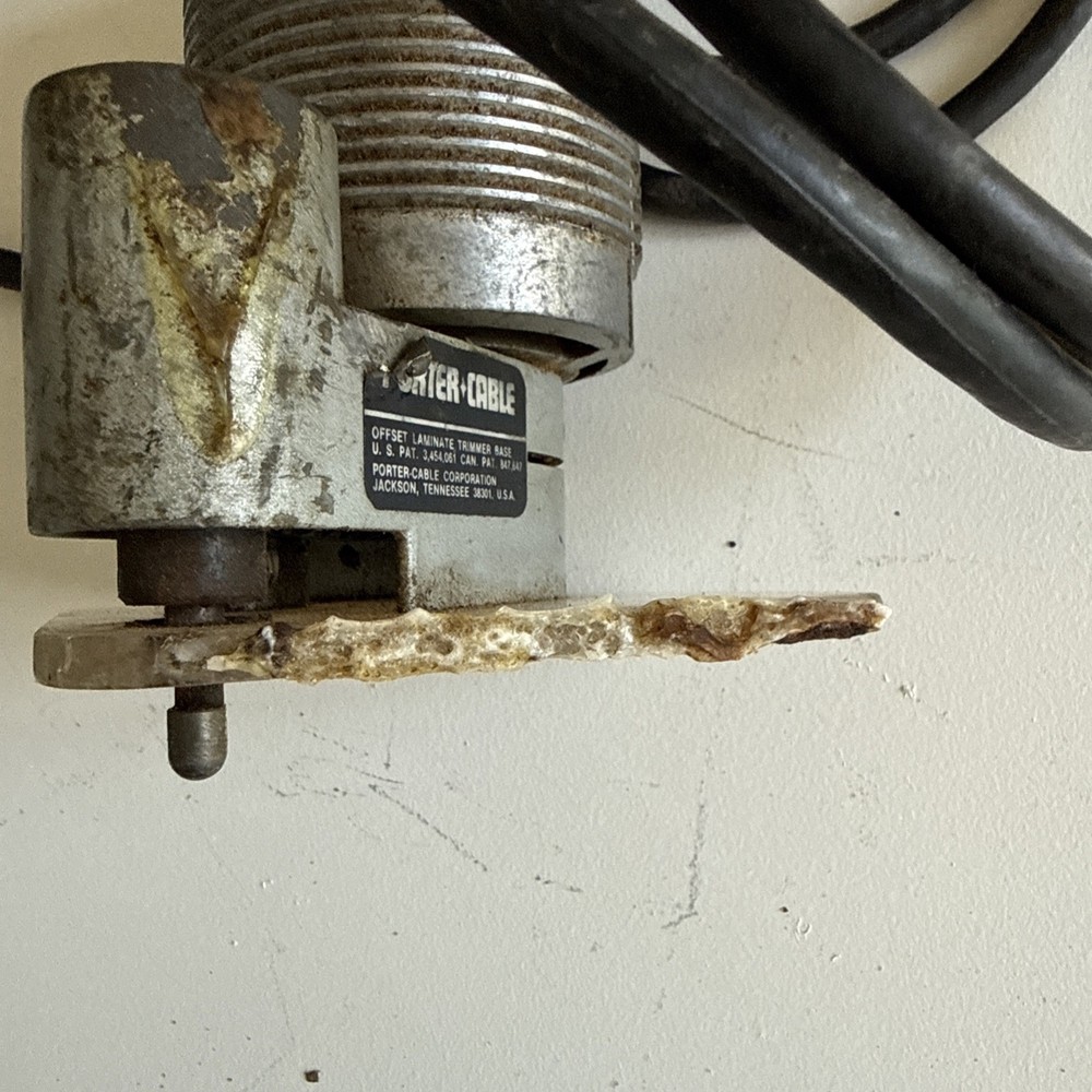 vintage Porter-Cable Model 3102 HD laminate trimmer with offset base.