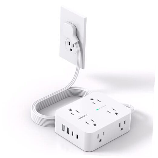 Surge Protector Power Strip, Extension Cord with Multiple 5Ft Thin Plug