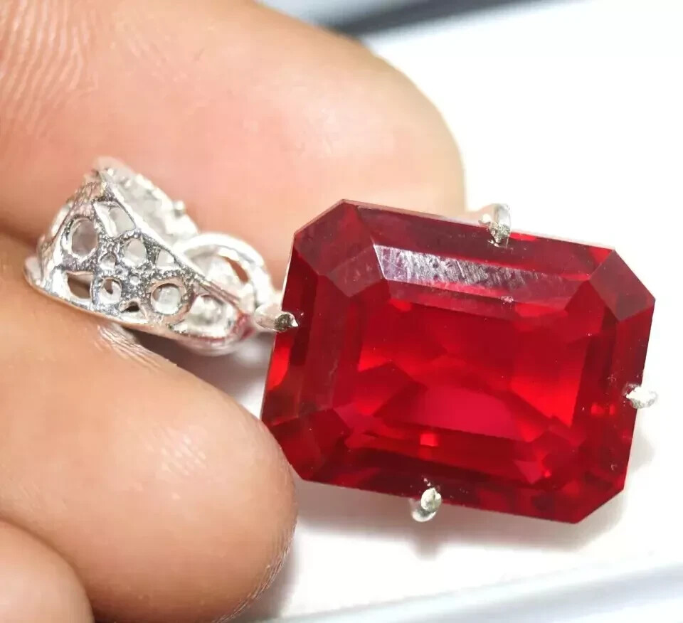27 Ct Natural Red Ruby Emerald Cut Pendant AGL Certified Gemstone