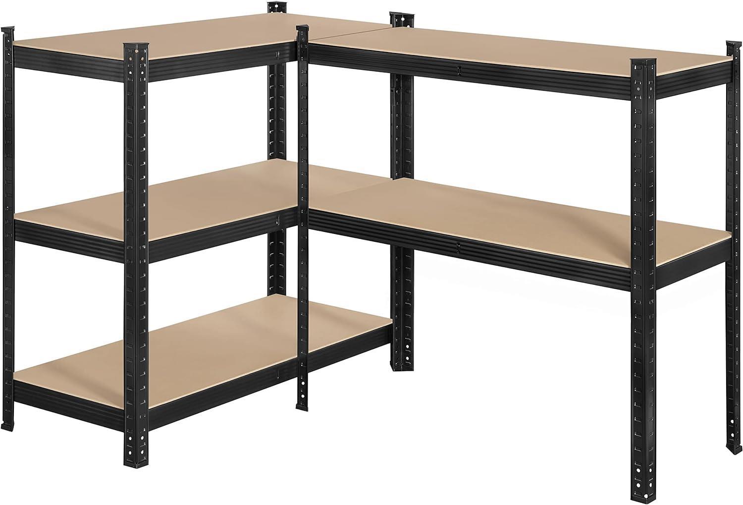 2x 5 Tier Heavy Duty Boltless Metal Shelving Shelves Storage Shelf Garage Black