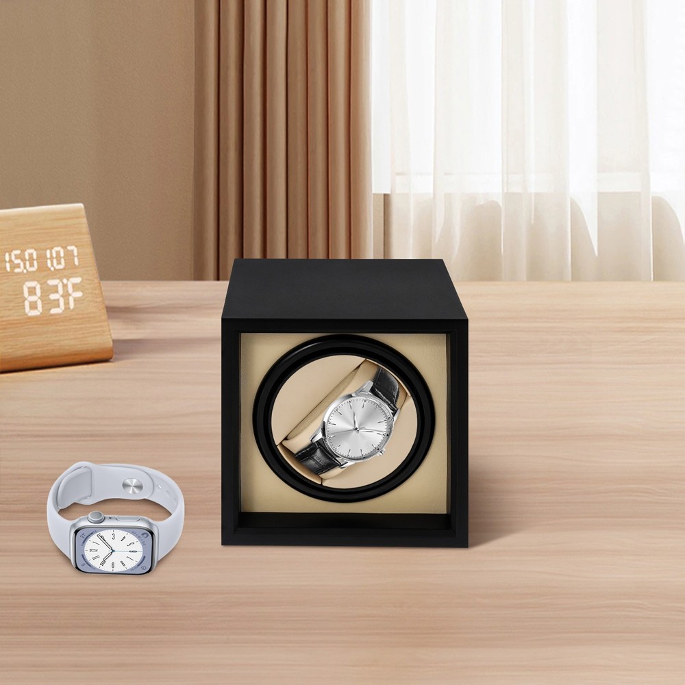 Automatic Watch Winder Box Storage Case Self Winding Display Box Black, Beige