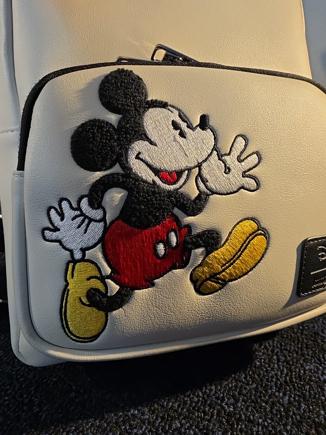 Disney Loungefly Embroidered Mickey Mouse Running White Mini Backpack