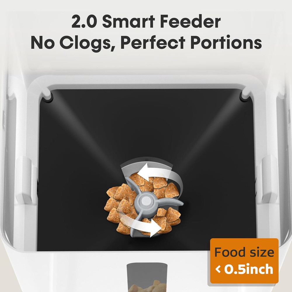 Smart Automatic Dog Feeder with Camera - 33 Cups, App Control, HD Video