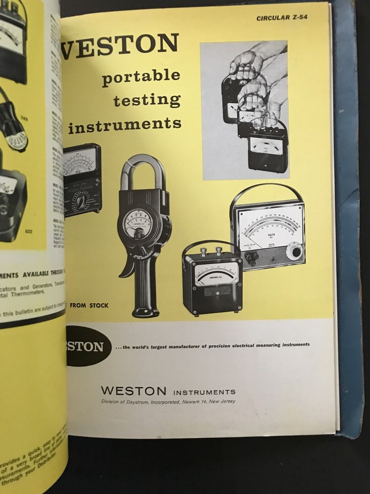 Weston Instruments Binder w/ Panel Instruments Meters Bulletins & Booklets