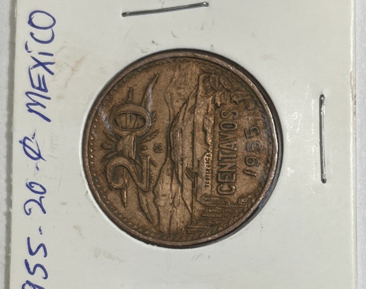 1955 Small Eagle Mexico 20 Centavos Type 1