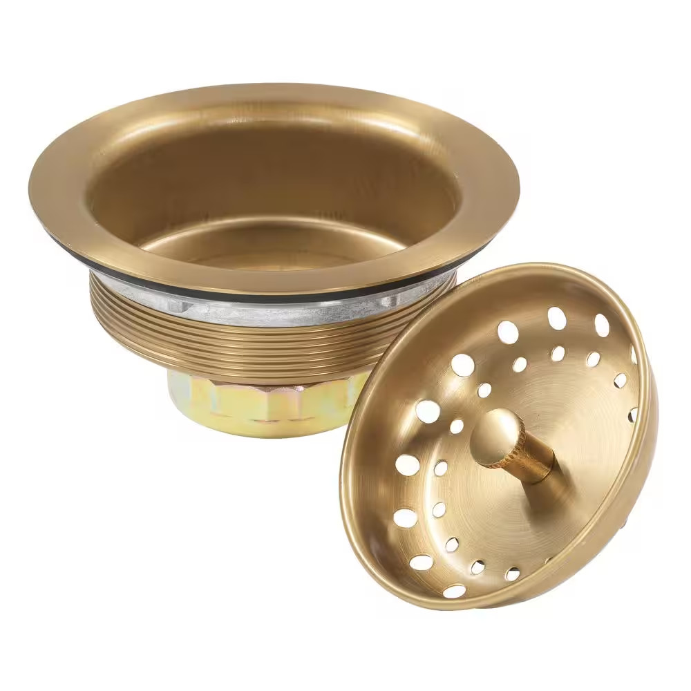 Fixed Post Kitchen Sink Strainer-Brushed with Gold Finish