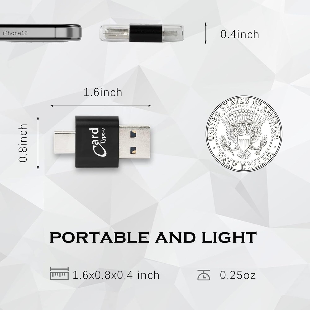 Versatile Micro SD Card Reader 2 Pack - Efficient USB-C and USB-A Connectivity