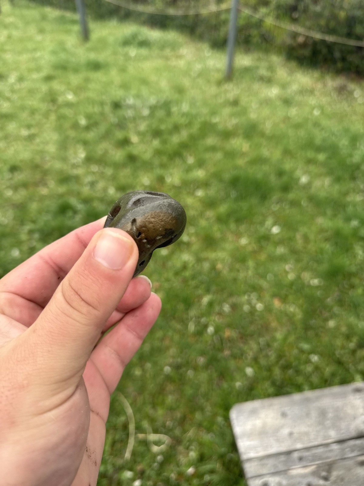 4.3oz~NATURAL~Hag Stone Basalt Witch Stone Hex Stone Fae/Fairy Looking Stone