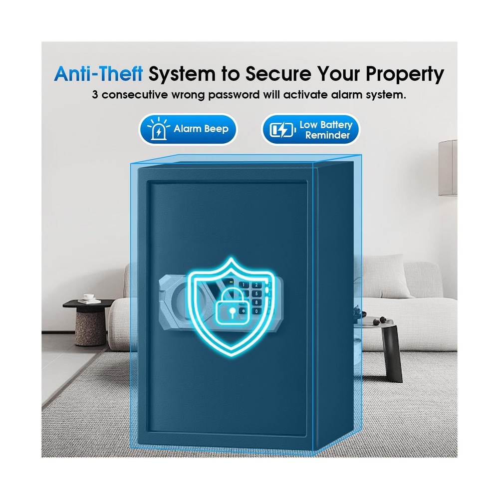 2.2 Cu Ft Fireproof Home Safe Box - Digital Electronic Keypad, Steel Security...