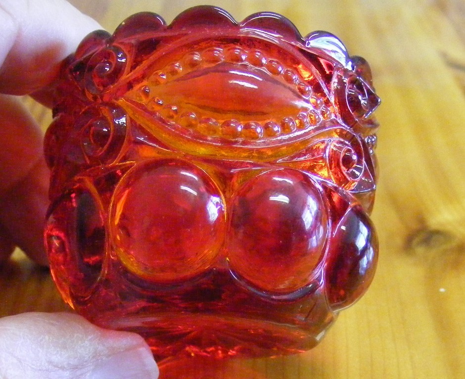 MOSSER RUBY RED GLASS EYE WINKER TOOTHPICK HOLDER