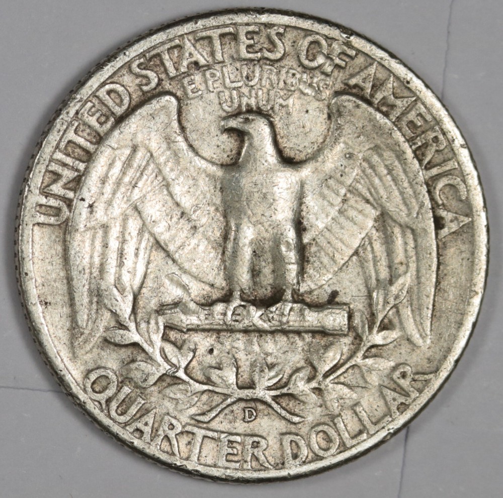 1952-d Washington Quarter. Error. Huge "D" Mint Mark. 190764