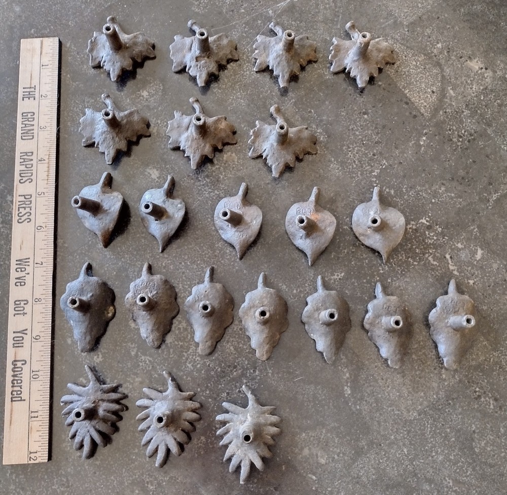 Vintage/Old 22 metal drawer pulls made by Tag - assorted Leaf Styles