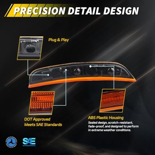 Front Side Marker Light Compatible with Dodge Durango Amber Lens + Amber Light