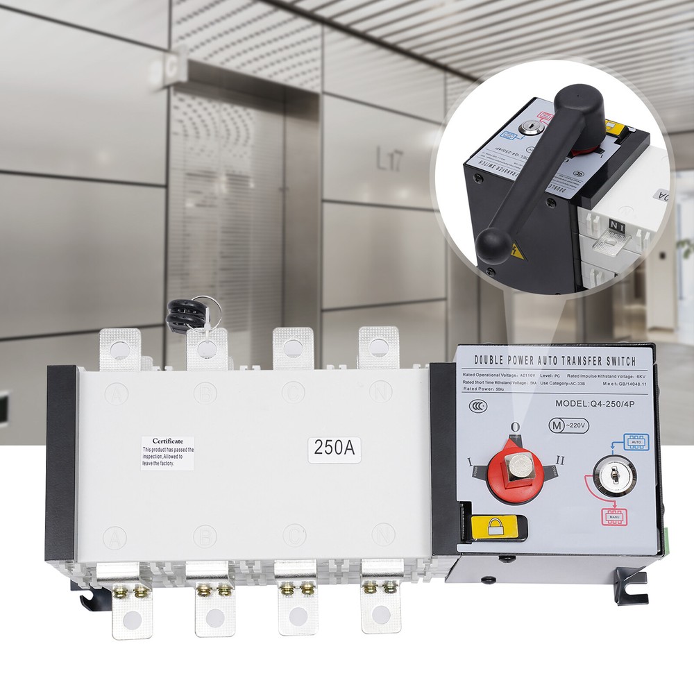 Dual Power Automatic Transfer Switch 3 Phase Circuit Breaker Changeover 4P 250A