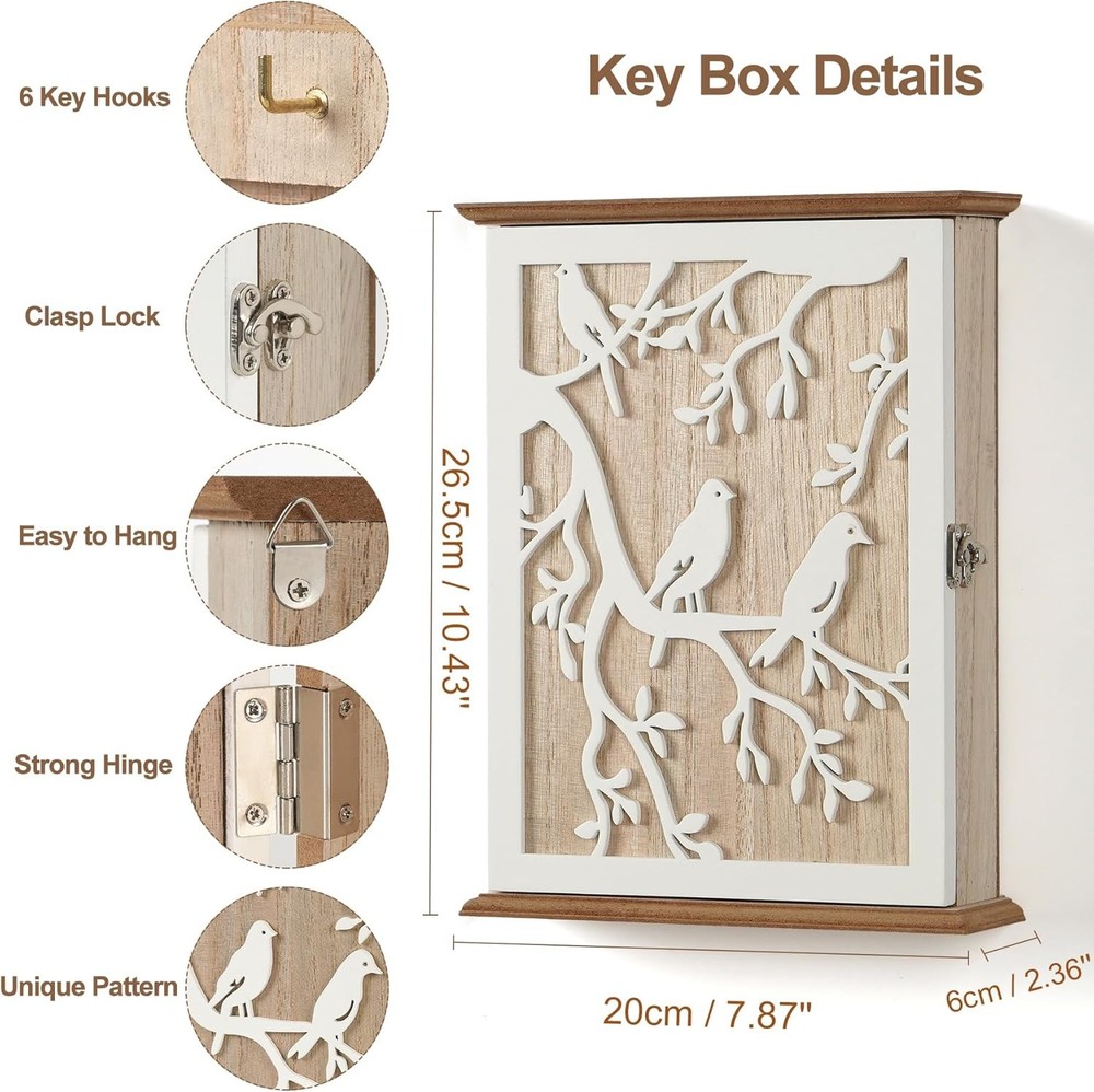 Key Holder for Wall Mount, Hooks Hanging Rack white