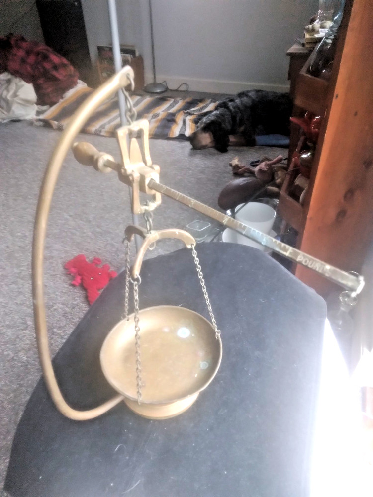 Antique Solid Brass Scale Large 15" - Weighs Up To 6lbs