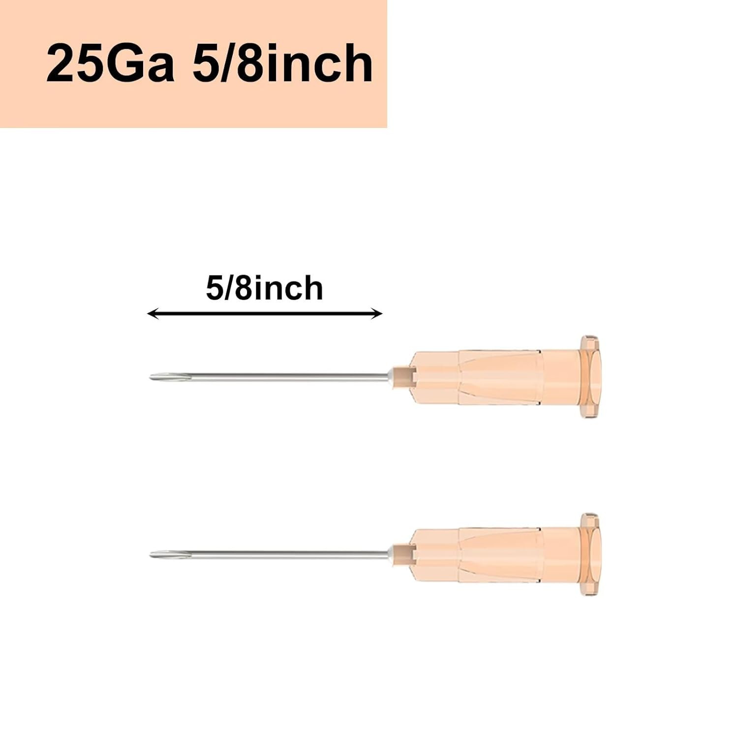 100 Pcs 25 Gauge 5/8-Inch(16Mm) Needle Luer Lock Lab Accessories, with Cap, Indi