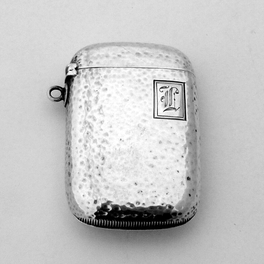 Hammered Match Safe Box Watrous Sterling Silver Mono L