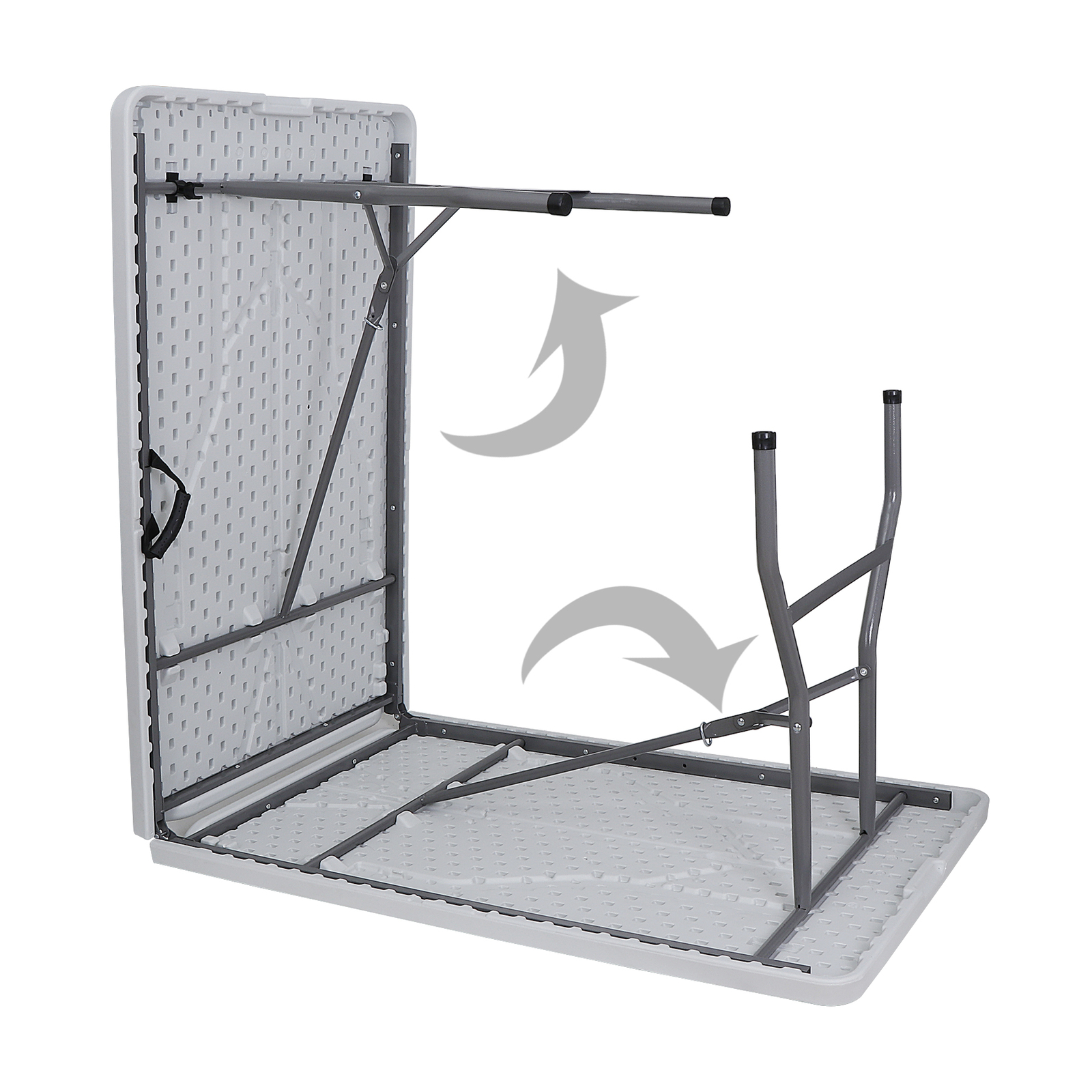 8FT Folding Table Fold-in-Half Plastic Dining Picnic Table for Outdoor w/ Handle