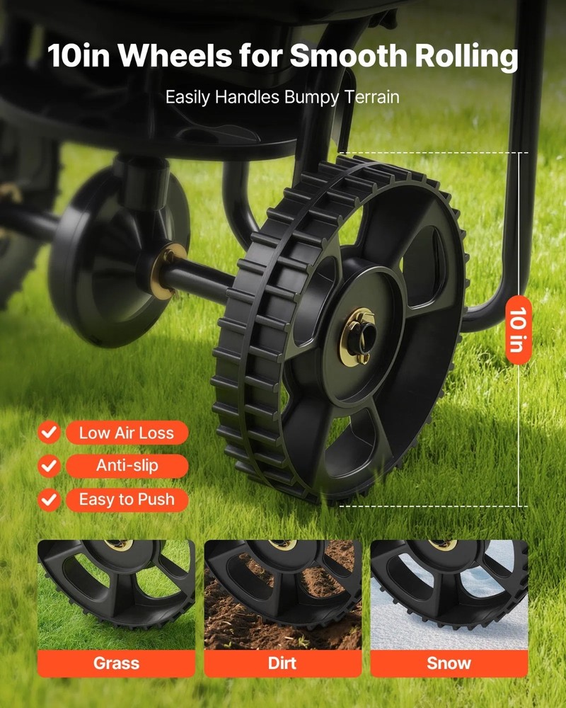 Walk-Behind Spreader, 9.8ft Spreading Width, Push Broadcast Spreader with 10"