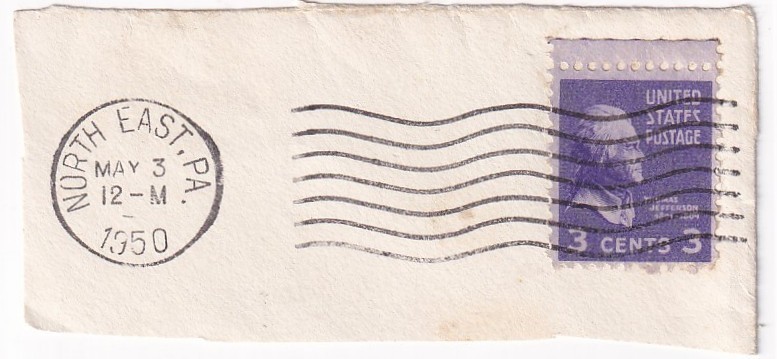 STAMP US SCOTT 807 "Jefferson" 3 CENT 1938 USED ON PAPER - C