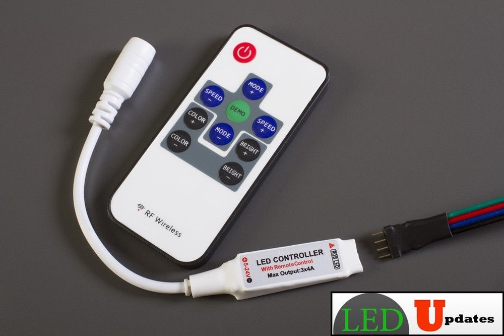 Slim Wireless RGB Controller + Remote for Strip Tape Module LED Light 12-24v