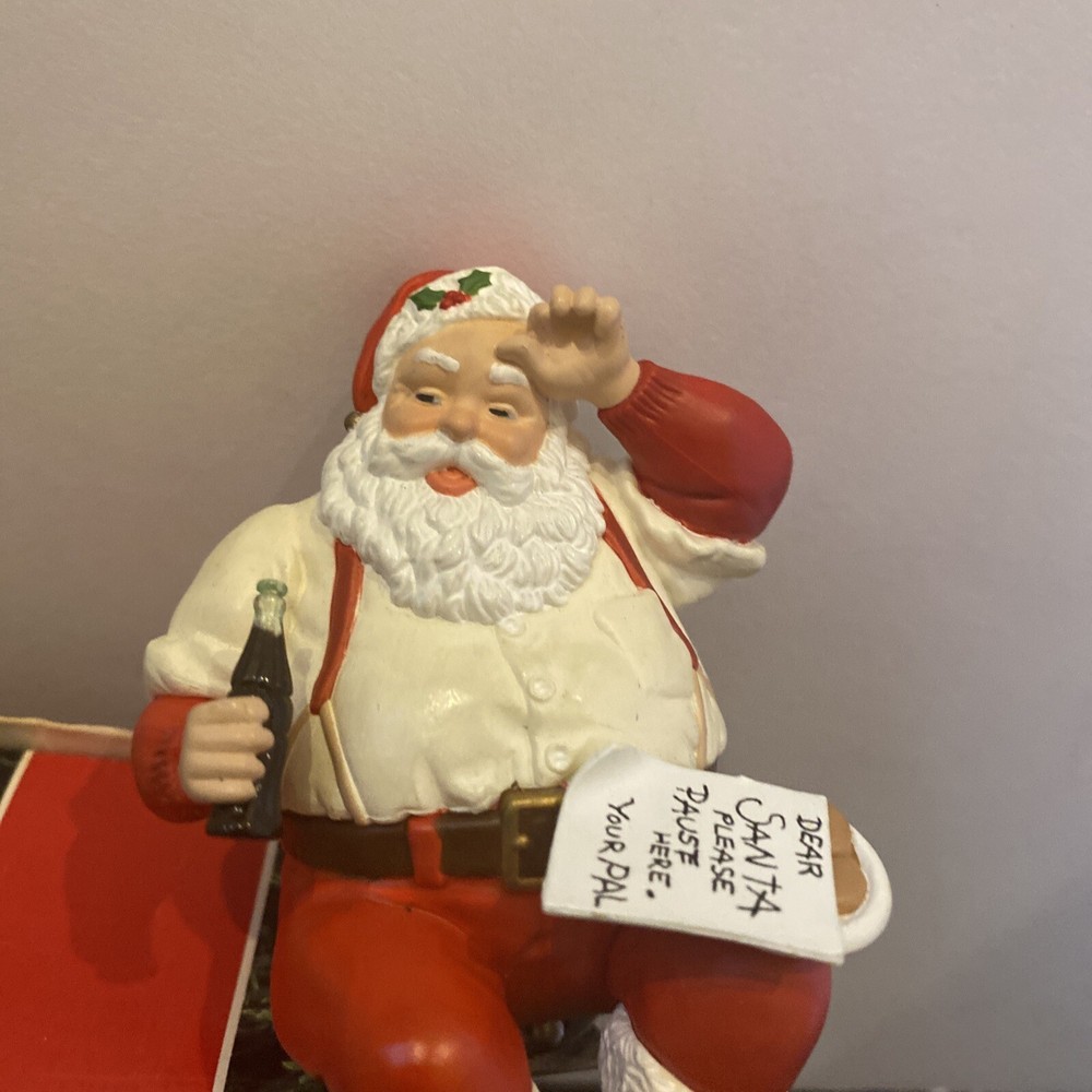 1992 Hallmark Keepsake Please Pause Here Coca-Cola Santa Ornament w/ Box