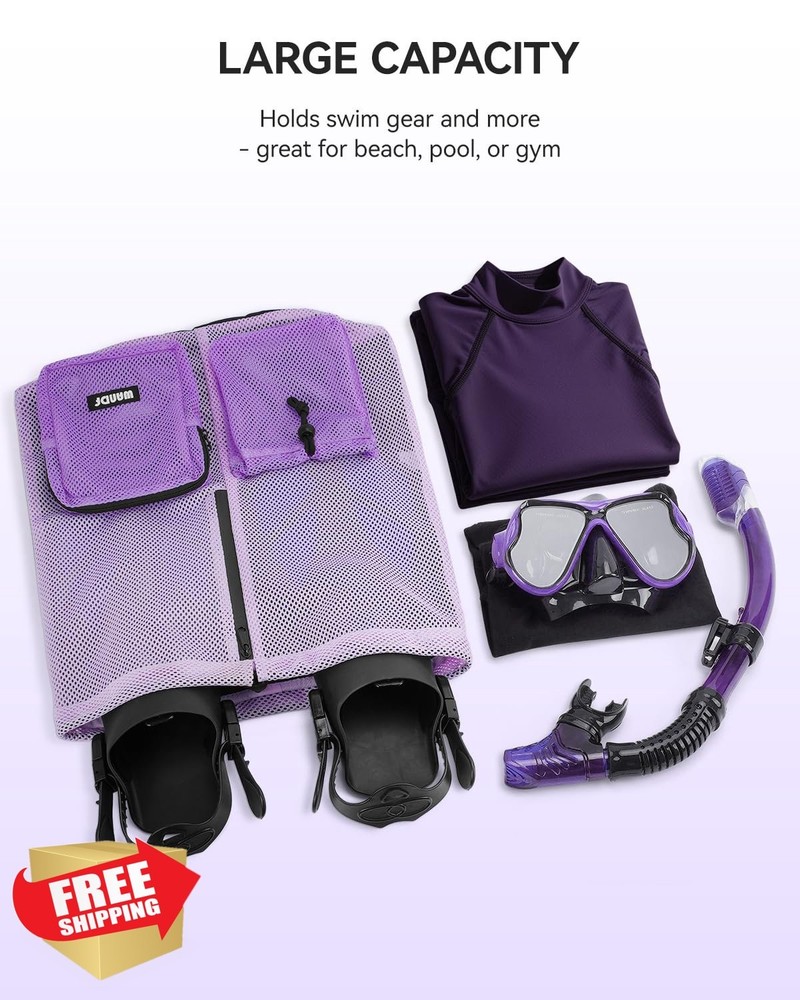 WANDF Mesh Swim Bag Drawstring Backpack Wet Pocket