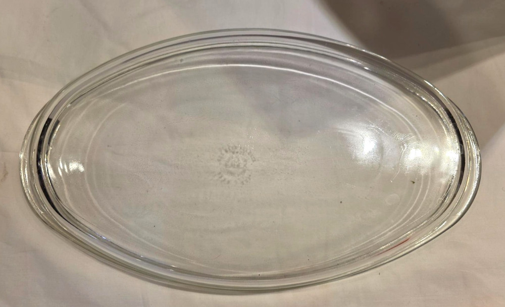 Silver Plated Oval Footed Serving Dish w/Pyrex 3qt Glass Insert 20" x 13"