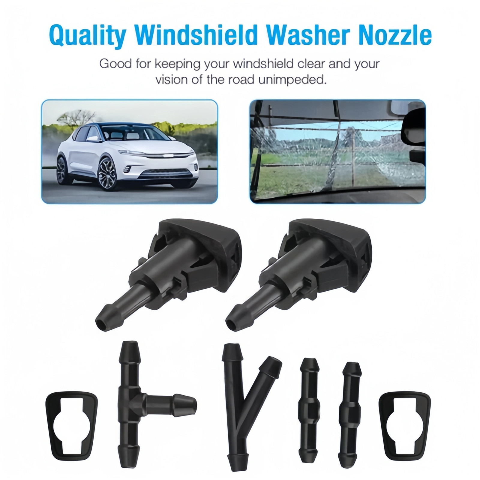 Car Windshield Wiper Washer Squirter Nozzle Spray Jet Kit Fluid Hose Universal