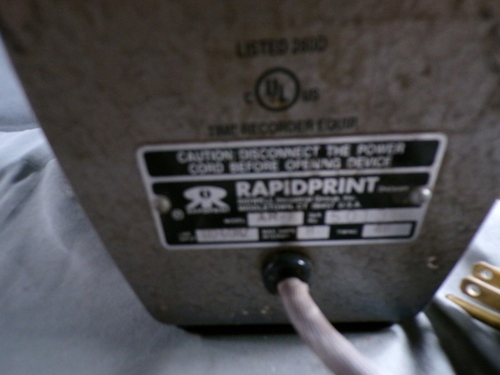 RAPIDPRINT AR-E TIME CLOCK **NEED INK/ NO KEY