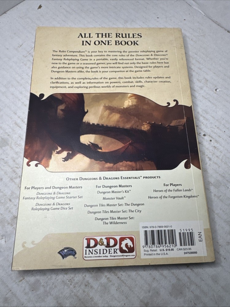 WOTC D&D 4e Rules Compendium - A Game Reference for All Players Exc
