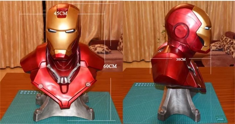 1:1 Scale MK3 Iron Man Resin Half Bust Statue Iron Man Mark 3 LED Eyes Model