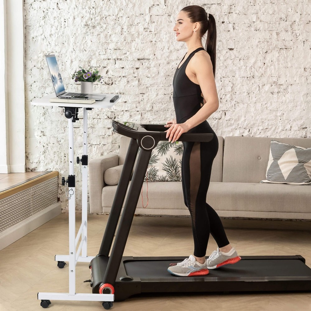 Small Standing Desk Adjustable Height,Rolling Computer Desk,Mobile Standing D...