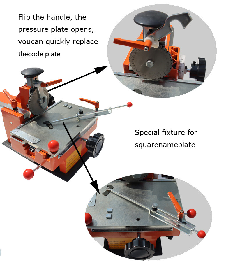 Semi-automatic Metal Nameplate Marking Machine Sheet Embosser with 4mm Wheel