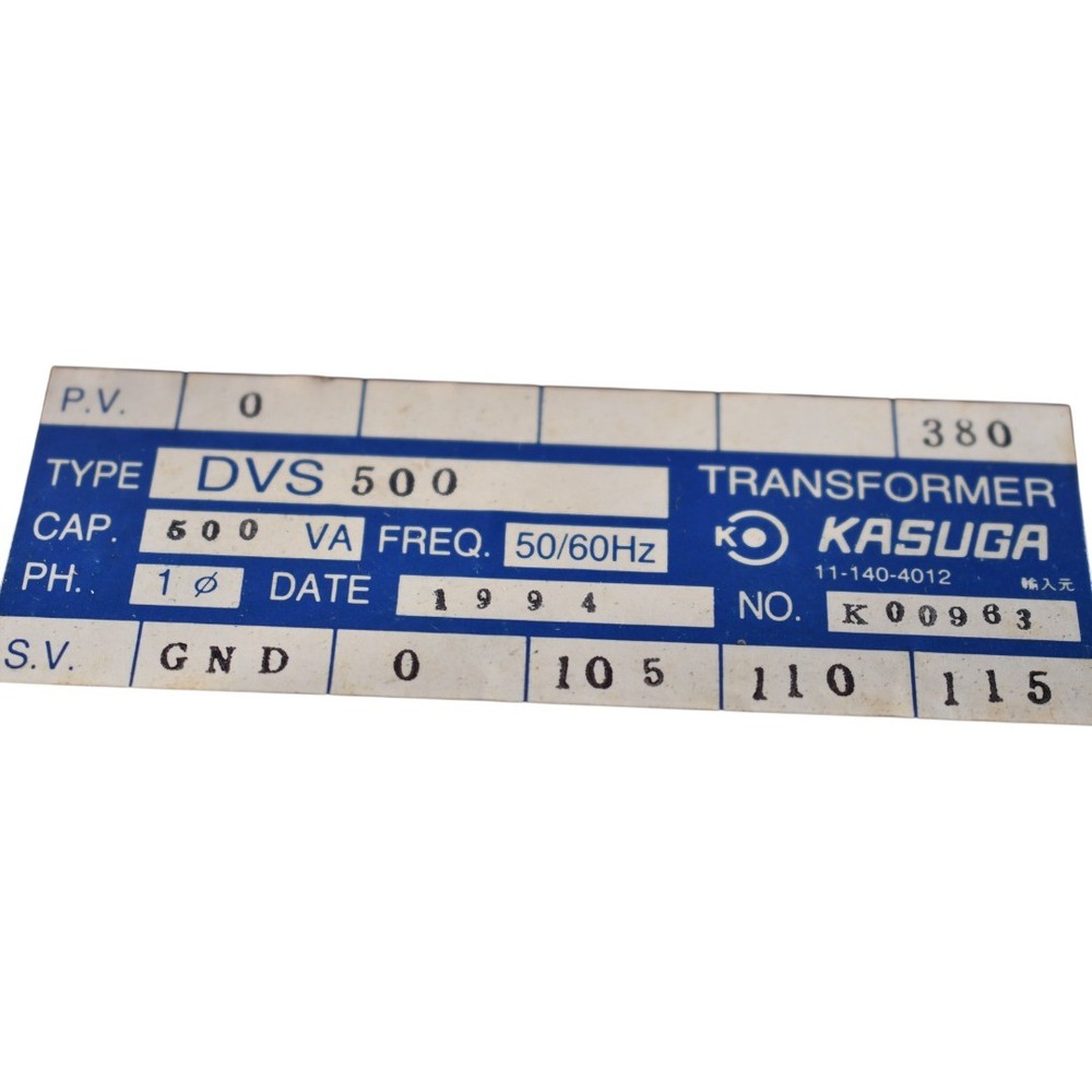 NEW Kasuga E.W. DVS500DGEX DVS500 Transformer 500VA 1PH Isolation