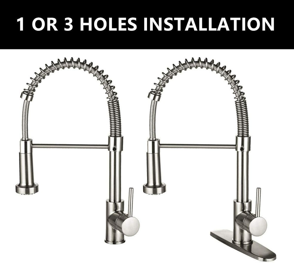 Ntipox Kitchen Faucet Solid Brass Single Handle Pull Down Sprayer Brushed Nickel