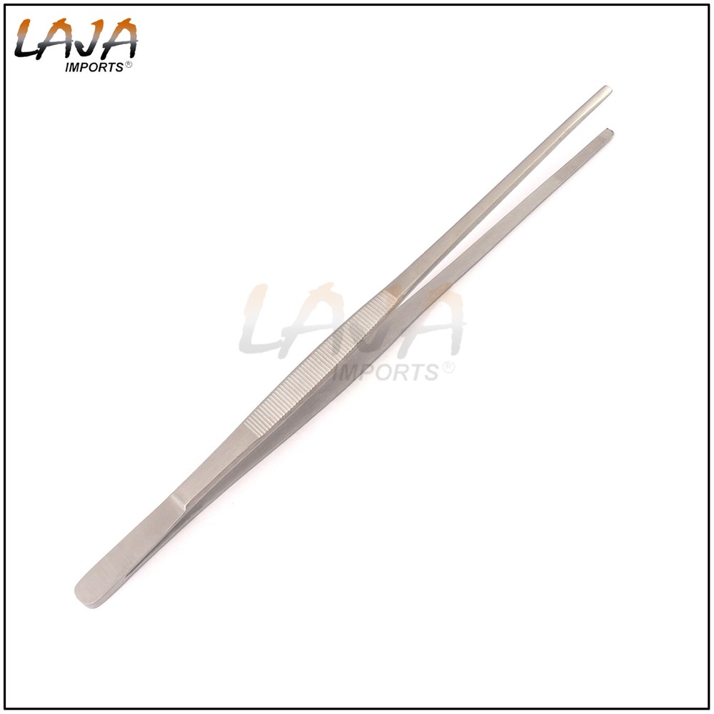 Stainless Steel General Application Lab Forceps 10" Straight Broad Strong Tips