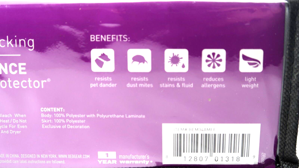Bedgear Performance Stretchwick 3.0 Full Size Mattress Protector. New In Box
