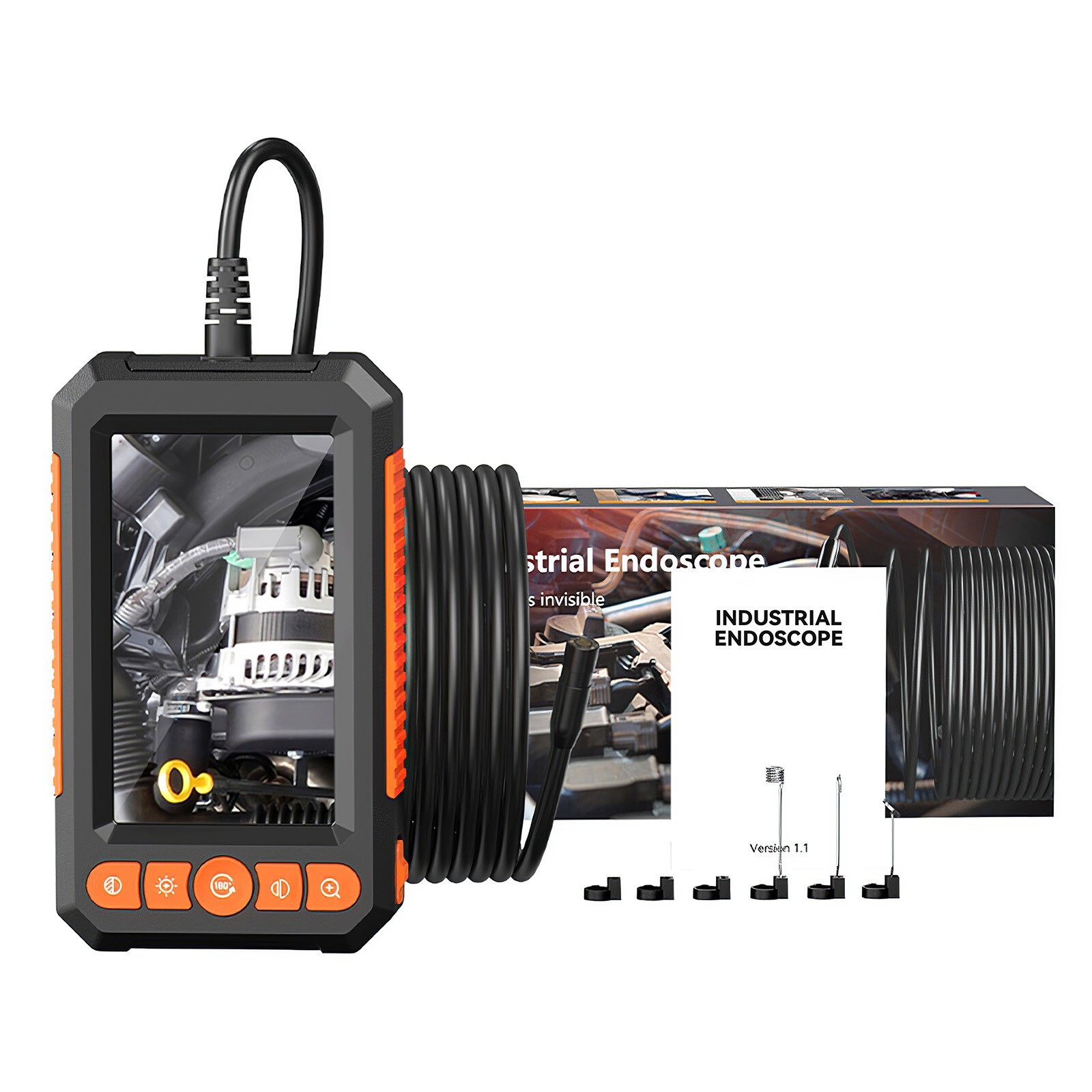 Endoscope Camera with Light, 4.3' IPS Screen 1080P HD Inspection Camera w/8 LED