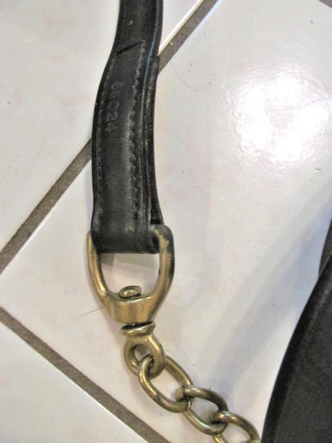 Black Leather Quality Lead Shank with 24" Long Solid Brass Chain & Snap