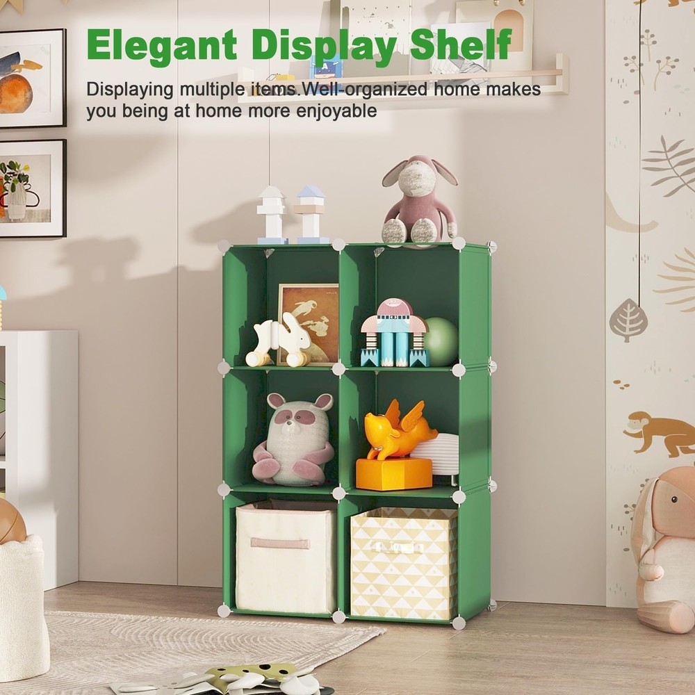 &AHOME 6-Cube Storage Organizer, Stackable Storage Cubes Shelves, Portable Bo...