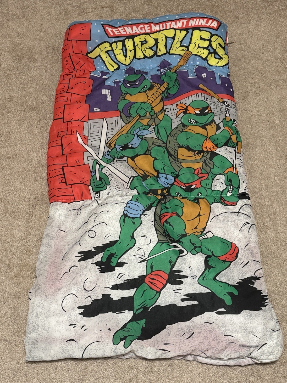 Vintage 1988 Teenage Mutant Ninja Turtles Kids Sleeping Bag