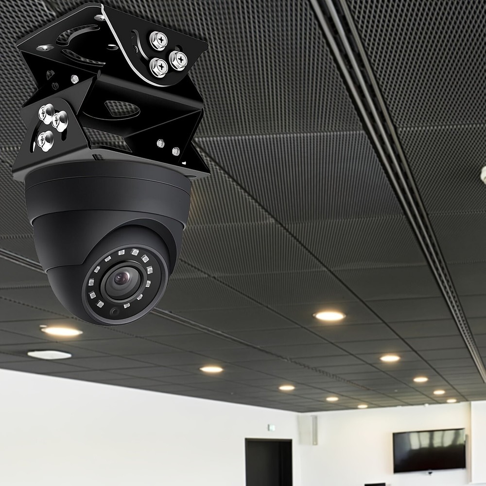 CCTV Security Camera 3-Axis Joint Mount, Metal Universal Joint Brack (Black)